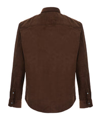 Ami Paris Men Classic Men's Brown Shirt With Button-Down Collar And Fabric