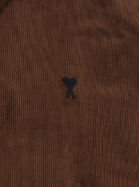 Ami Paris Men Classic Men's Brown Shirt With Button-Down Collar And Fabric