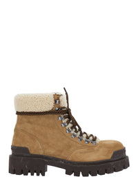 BALENCIAGA Balenciaga Men 'Strike' Brown Ankle Boots With Fur Lining And Logo Lettering On The Side In Suede For Men