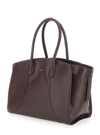 Emporio Armani Men Brown Smooth Leather Shopper For Men