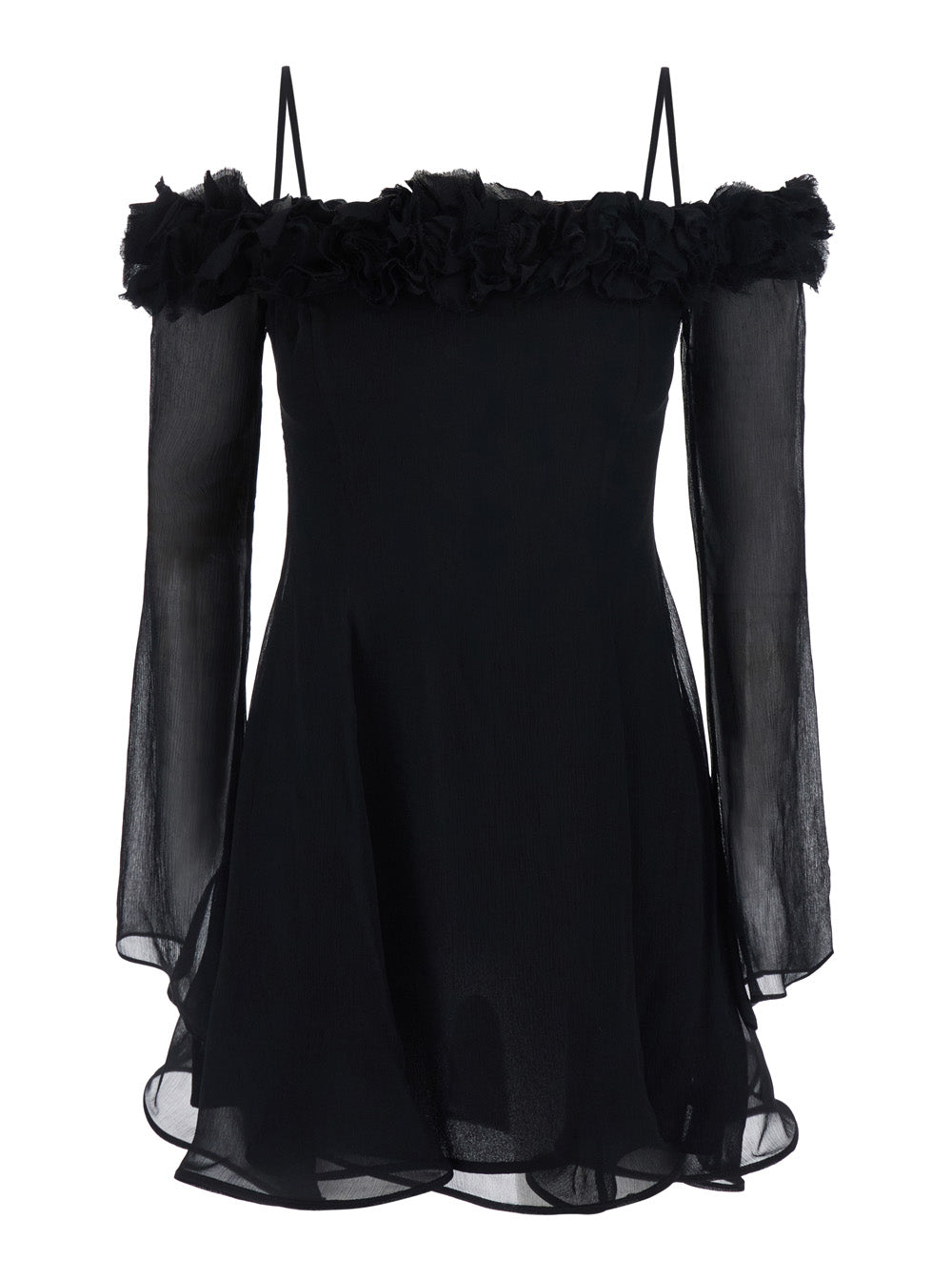 Blumarine Women Black Viscose Creponne Dress With Roses For Women