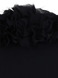 Blumarine Women Black Viscose Creponne Dress With Roses For Women