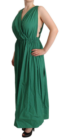 Dolce & Gabbana Green Cotton Sleeveless V-neck Women's Dress
