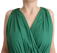 Dolce & Gabbana Green Cotton Sleeveless V-neck Women's Dress