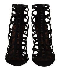 Dolce & Gabbana Black Suede Stiletto Heels Bette Sandals Women's Shoes