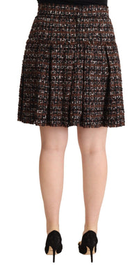Dolce & Gabbana Brown High Waist Mini A-Line Pleated Women's Skirt
