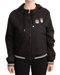 Dolce & Gabbana Dolce & Gabbana Black Polyester Hooded Bomber Full Zip Women's Jacket