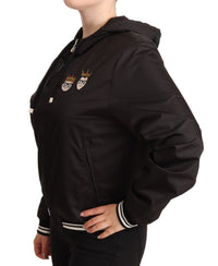Dolce & Gabbana Dolce & Gabbana Black Polyester Hooded Bomber Full Zip Women's Jacket