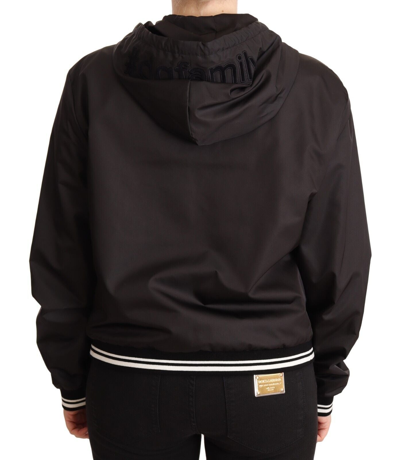 Dolce & Gabbana Dolce & Gabbana Black Polyester Hooded Bomber Full Zip Women's Jacket