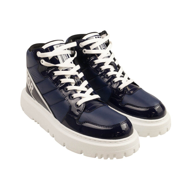 DIOR Navy Blue Quilted Nylon D-Player High Top Sneakers