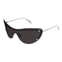 Alexander McQueen Sunglasses Shield Rimless, Silver Frame and Grey Lens AM0413S007