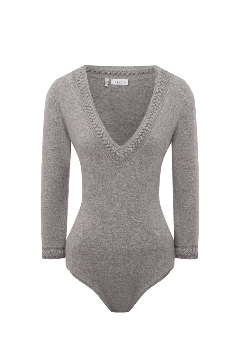 La Perla Wool Bodysuit In Grey Plm0056770