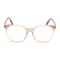 Tom Ford Eyeglasses Round Full Rim, Shiny Transparent Blush Frame and Clear Demo Lenses Lens TF5671-F-B072