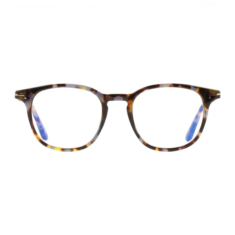 Tom Ford Tom Ford Eyeglasses Round Full Rim, Coloured Havana Frame and Clear/Blue-Light Block Lenses Lens FT5832-B055