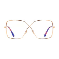 Tom Ford Eyeglasses Square Full Rim, Shiny Palladium Frame and Clear Blue Light Block Lens FT5841-B016