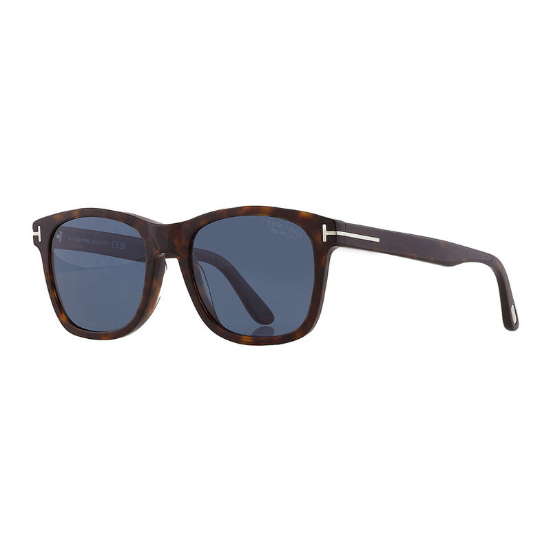 Tom Ford Sunglasses Square Full Rim, Shiny Dark Havana Frame and Green Lens FT059552N