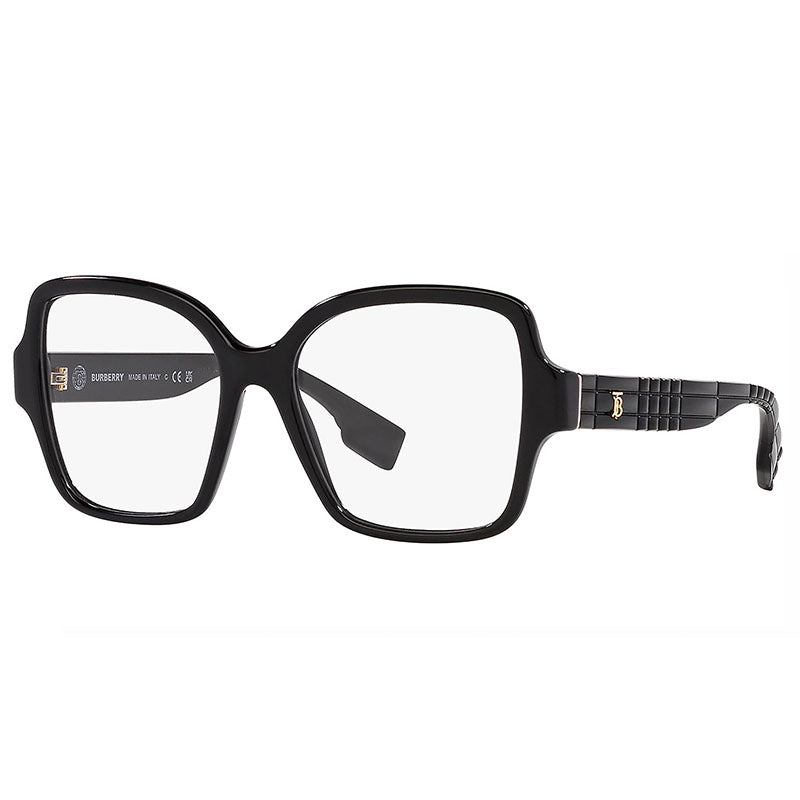 Burberry Eyeglasses Square Full Rim, Black Frame and Clear Demo Lenses Lens BE23743001