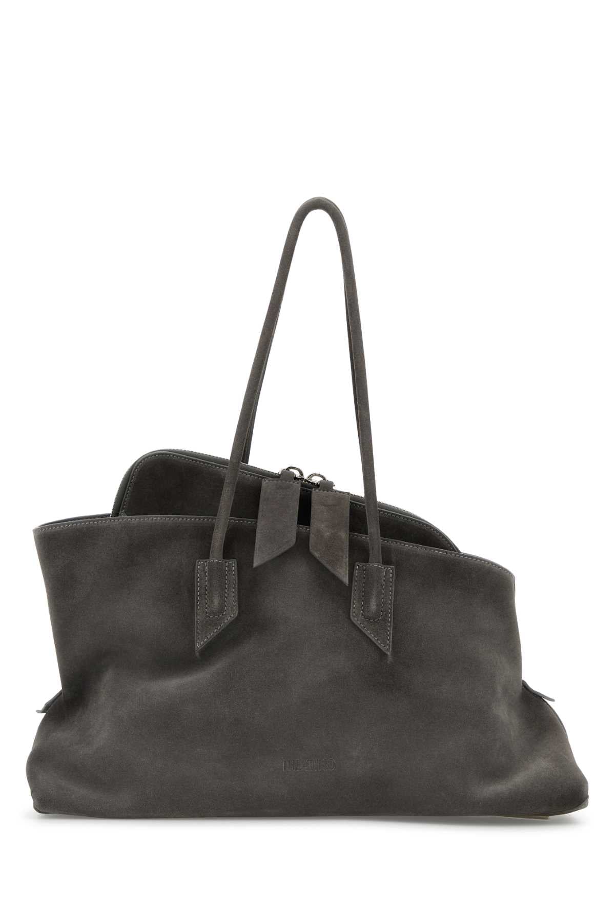 The Attico Women Grey Suede Medium La Passeggiata Shoulder Bag
