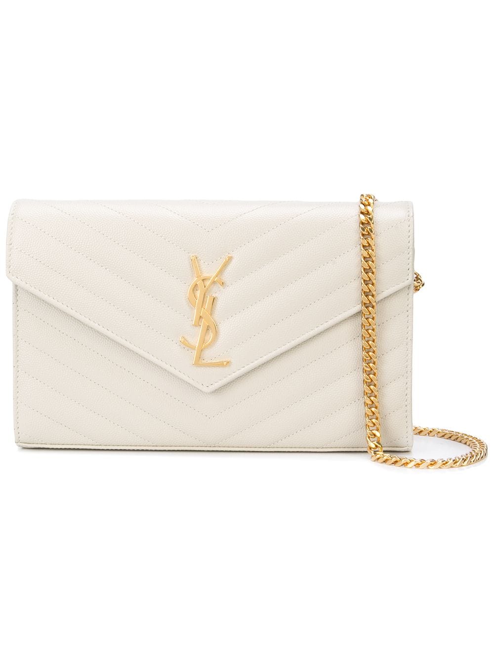SAINT LAURENT PARIS Classic Cassandre Chain Wallet In Grain De Poudre Leather Women
