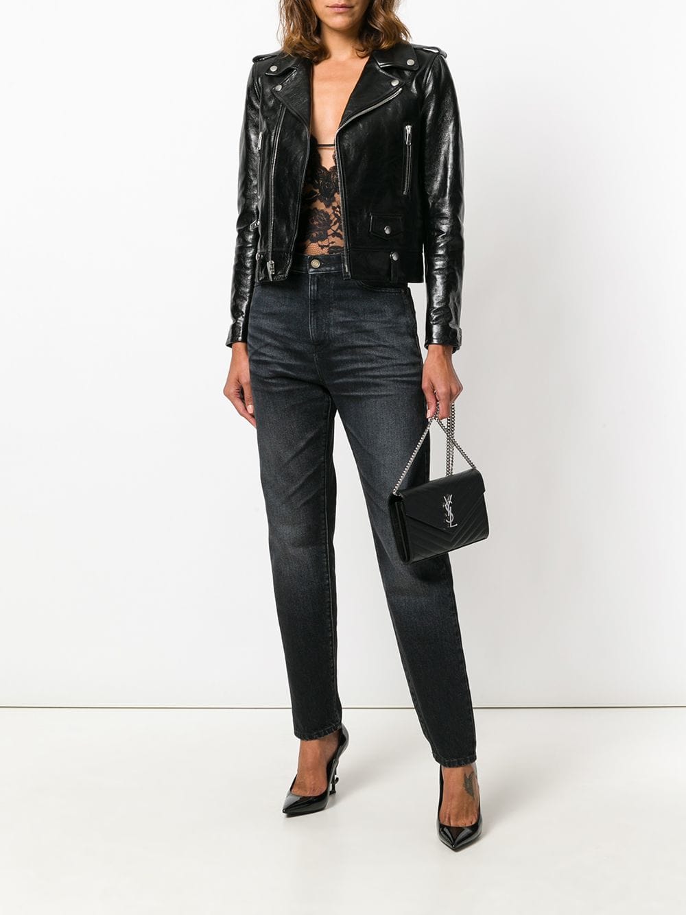 SAINT LAURENT Saint Laurent Women Classic Cassandre Chain Wallet In Grain De Poudre Leather