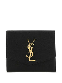 SAINT LAURENT PARIS Uptown Compact Wallet In Grain De Poudre Leather Women