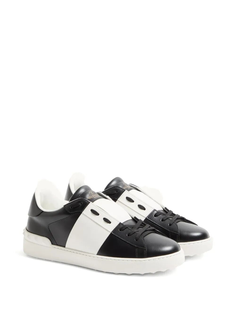 VALENTINO GARAVANI Open Leather Sneakers With Contrast Band And Stud Details Women