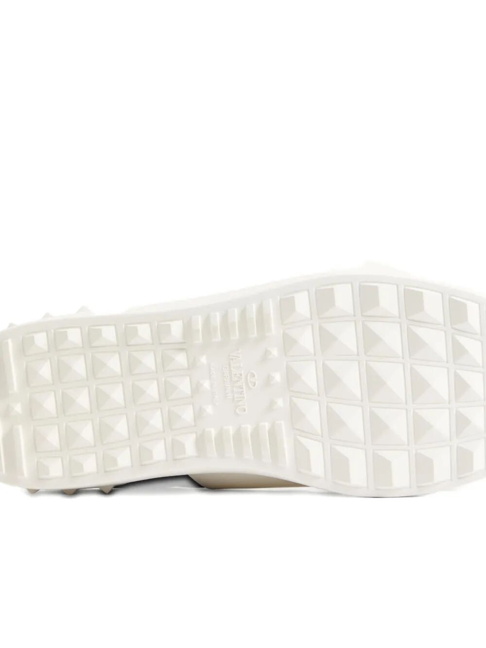 Valentino Garavani Men Open Leather Sneakers With Contrast Band And Stud Details