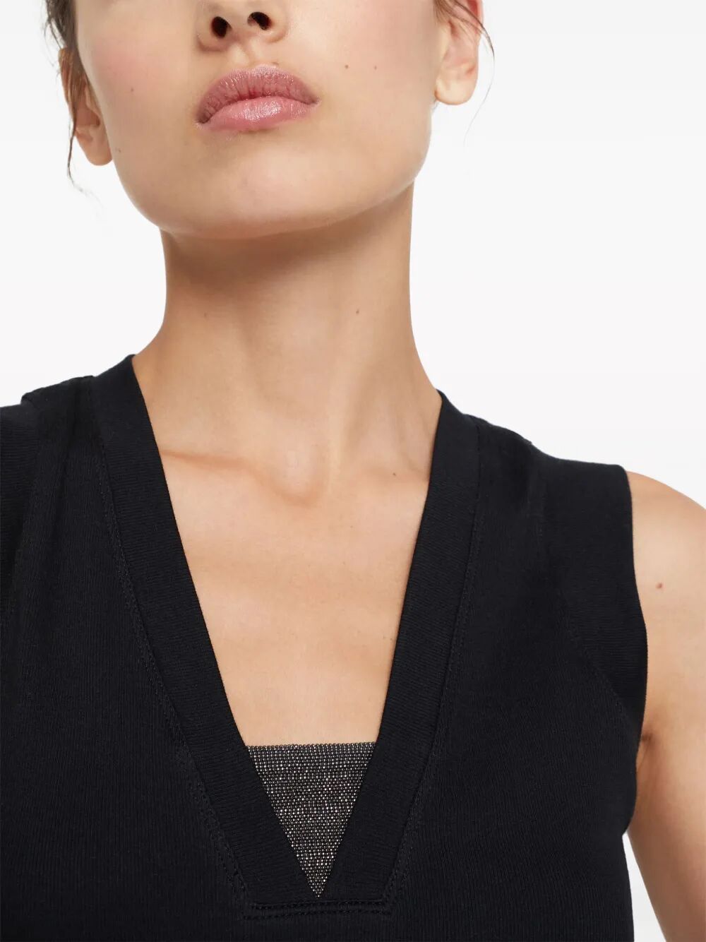 BRUNELLO CUCINELLI Brunello Cucinelli Women Stretch Cotton Jersey Tank Top With Precious Faux-Layering