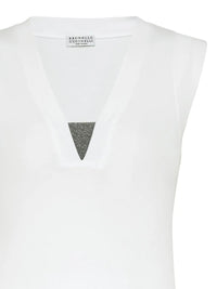 BRUNELLO CUCINELLI Brunello Cucinelli Women Stretch Cotton Jersey Tank Top With Precious Faux-Layering