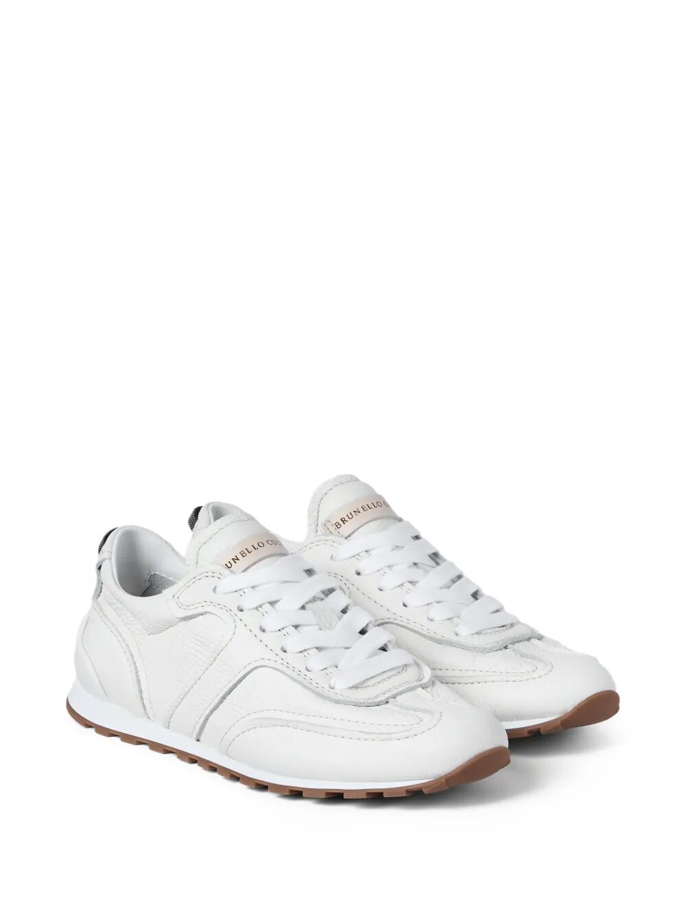BRUNELLO CUCINELLI Grained Soft Leather Runners With Shiny Loops Women