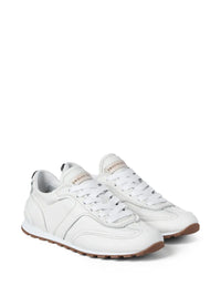 BRUNELLO CUCINELLI Grained Soft Leather Runners With Shiny Loops Women