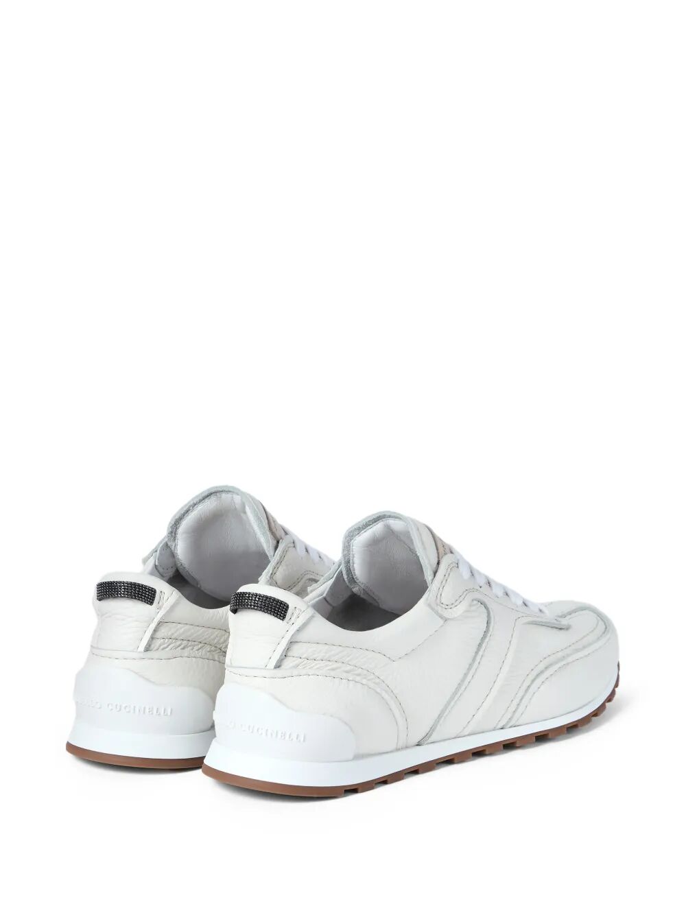 BRUNELLO CUCINELLI Grained Soft Leather Runners With Shiny Loops Women