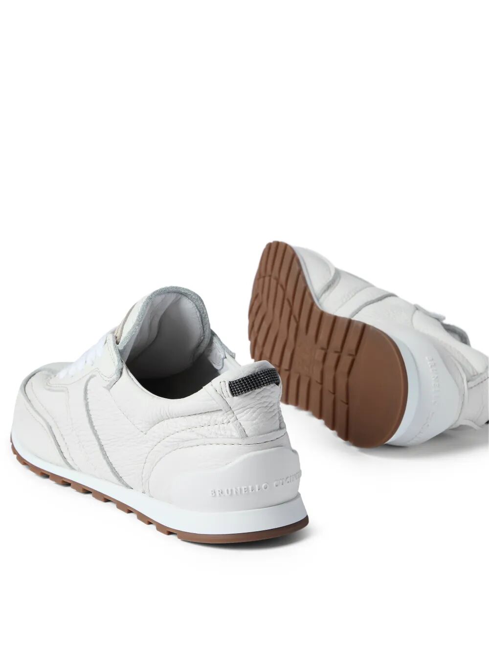 Brunello Cucinelli Women Grained Soft Leather Runners With Shiny Loops