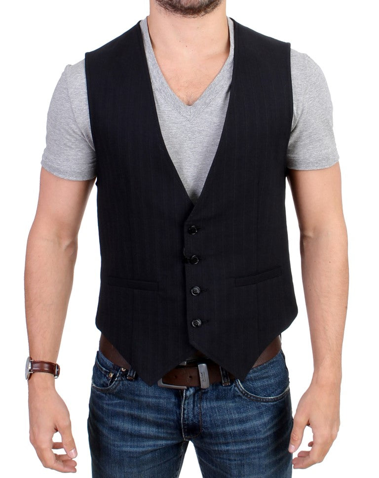Costume National Black striped cotton casual Men's vest