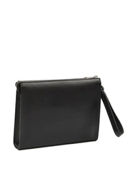 Fendi Men Leather And Canvas Ff Squared Clutch