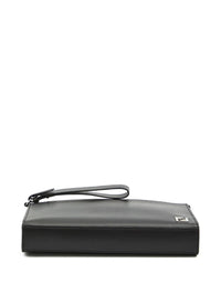 Fendi Men Leather And Canvas Ff Squared Clutch