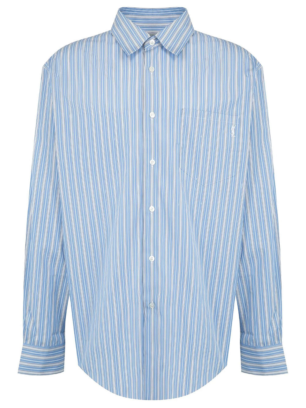 SAINT LAURENT PARIS Cassandre Shirt In Striped Cotton Poplin Women