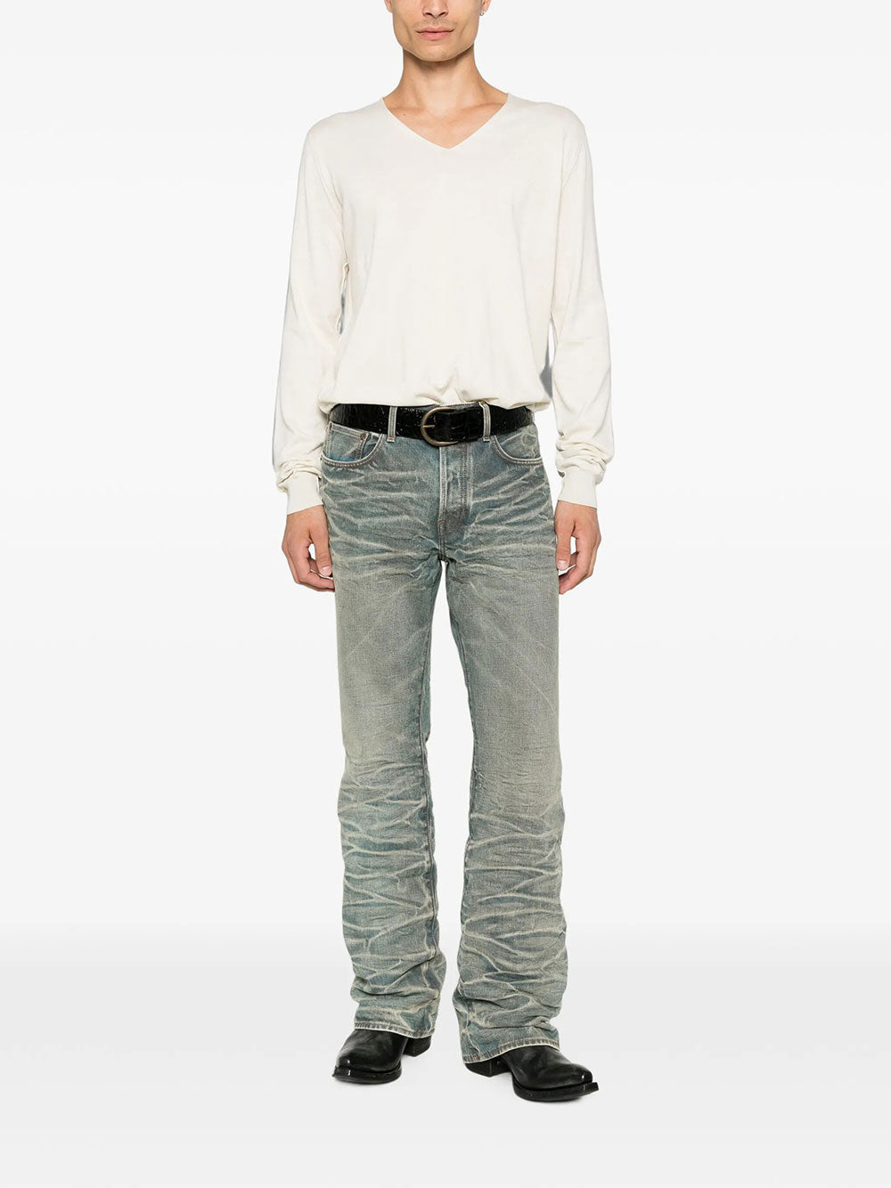 Maison Margiela Men Maglia In Cotone Con Scollo A V