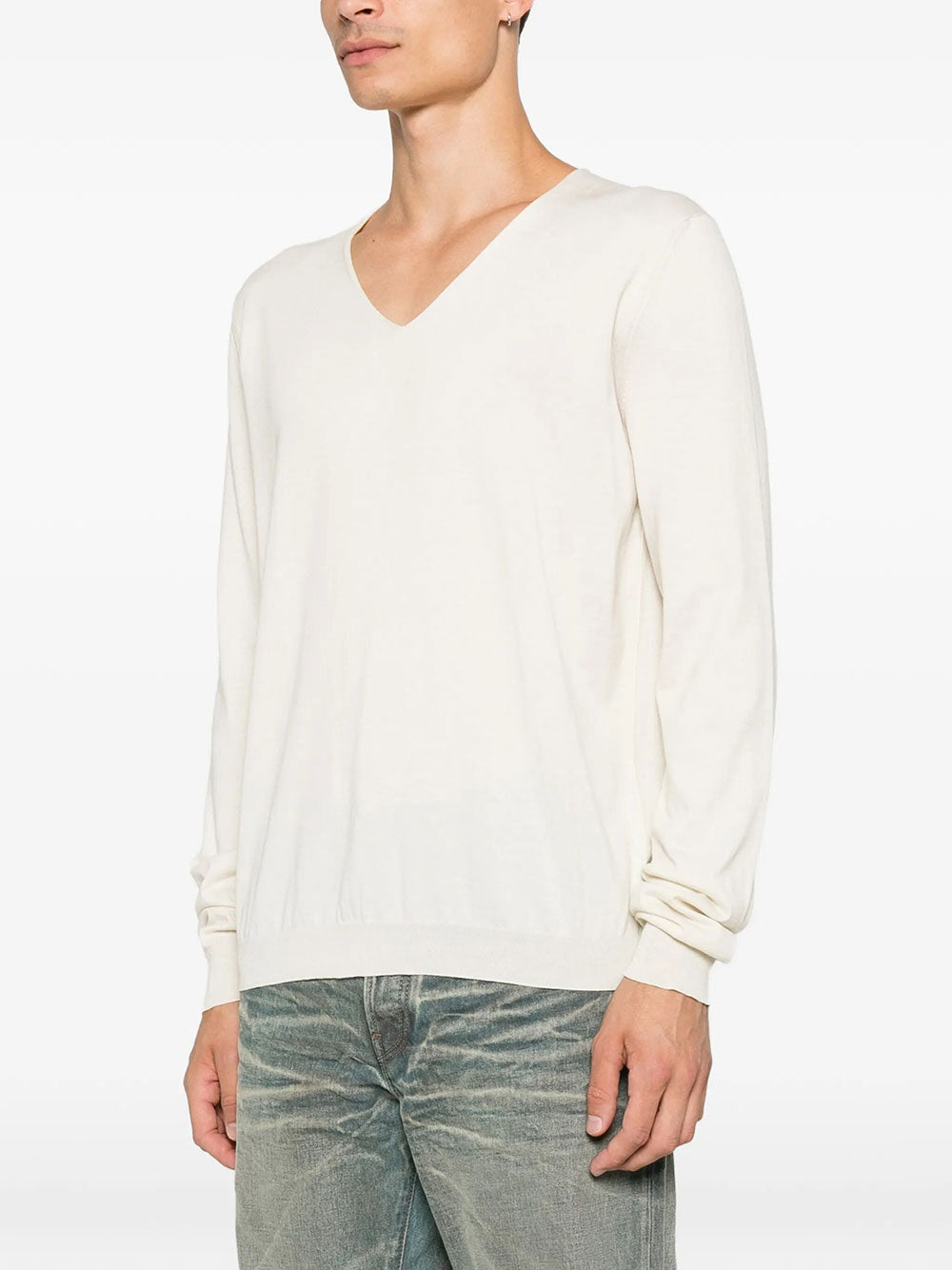 Maison Margiela Men Maglia In Cotone Con Scollo A V