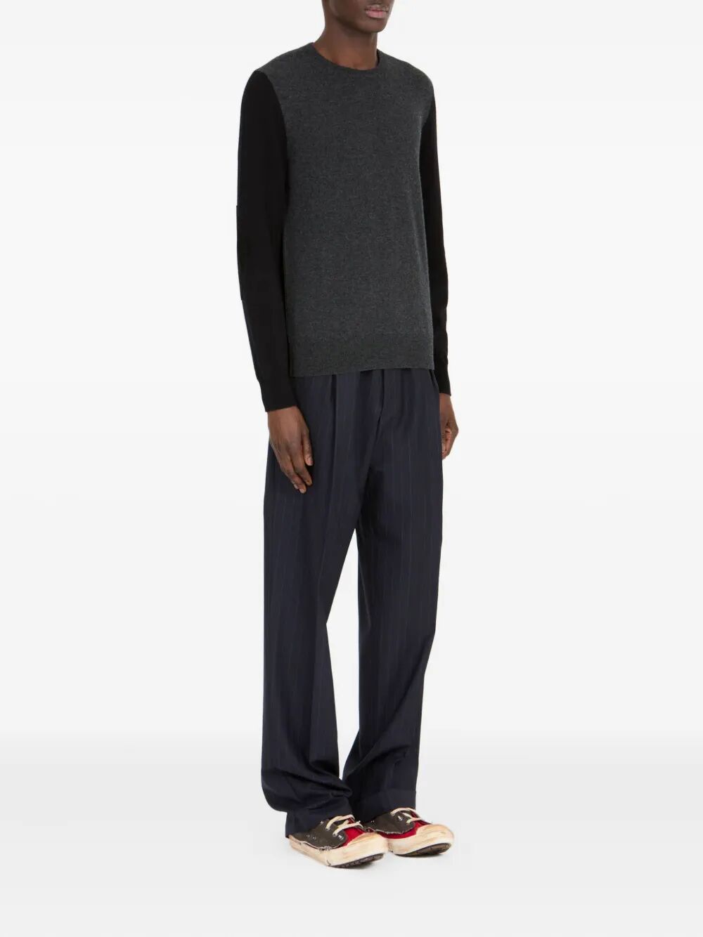 Maison Margiela Men Two-Tone Wool Pullover With Elbow Patches