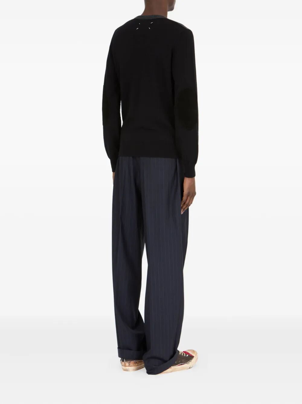 Maison Margiela Men Two-Tone Wool Pullover With Elbow Patches