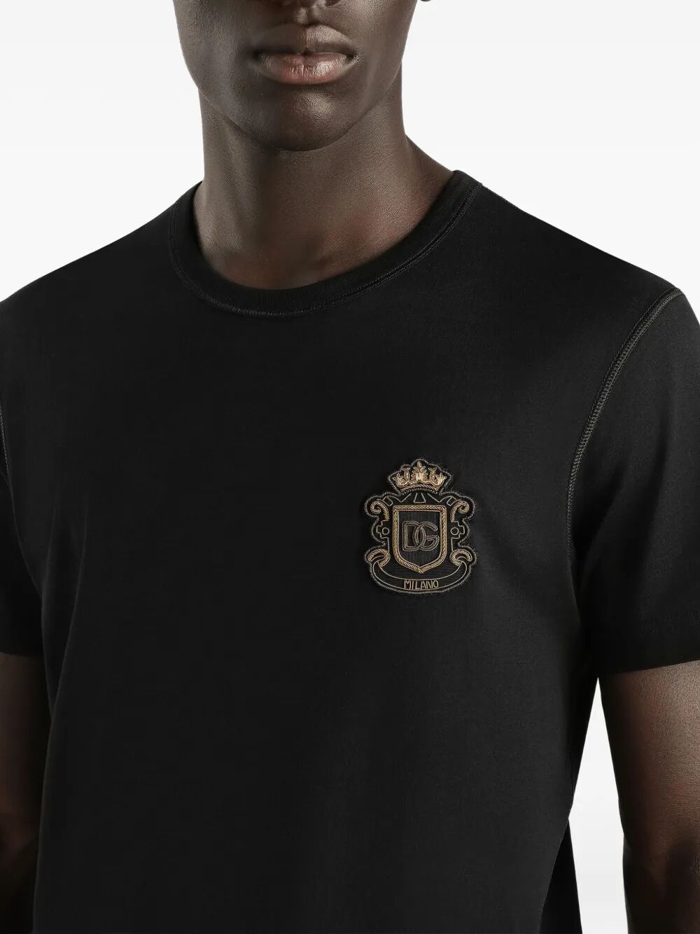 Dolce & Gabbana Men Cotton T-Shirt With Logo Crest