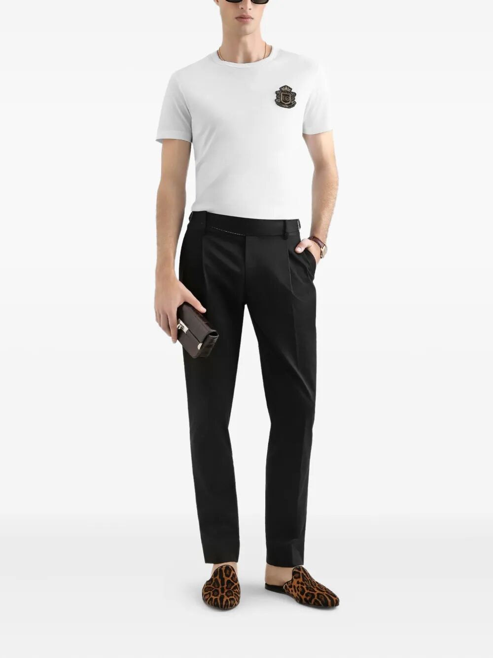 Dolce & Gabbana Men Cotton T-Shirt With Logo Crest