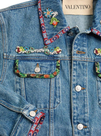 Valentino Garavani Men Embroidered Denim Jacket