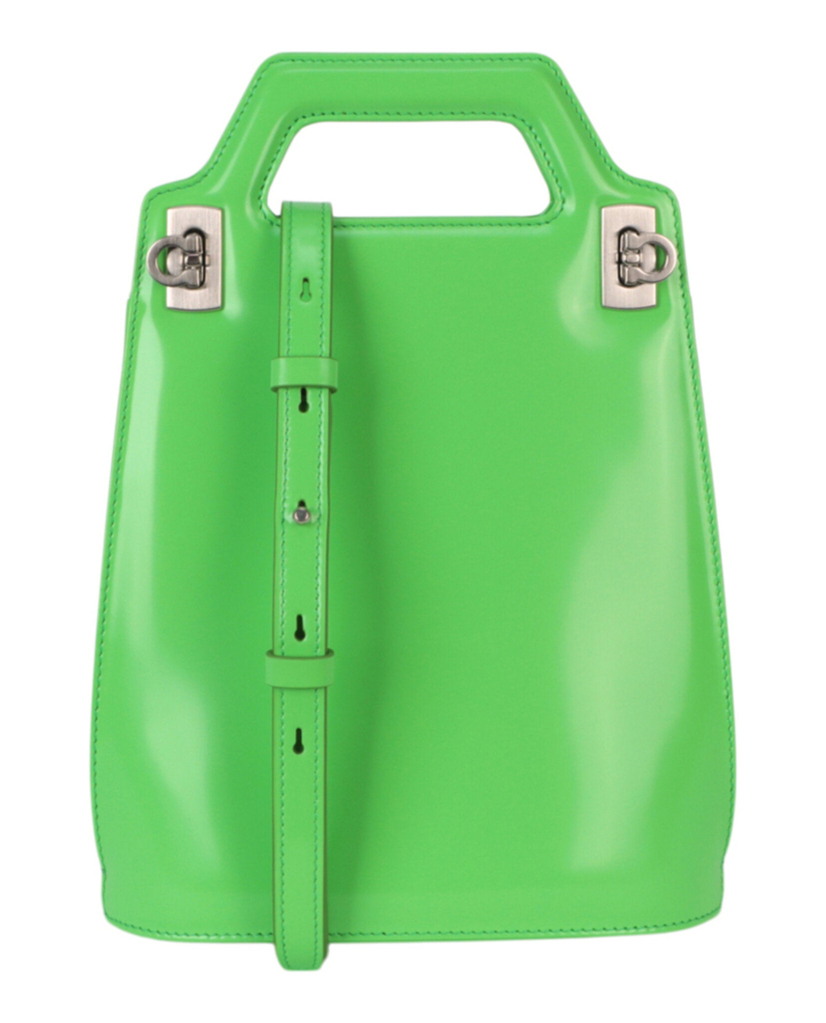 Ferragamo Womens Micro Wanda Patent Leather Shoulder Bag Small Green