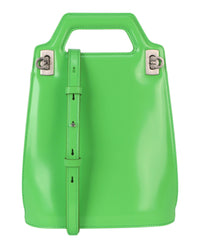 Ferragamo Womens Micro Wanda Patent Leather Shoulder Bag Small Green