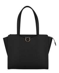 Ferragamo Womens Gemini Leather Shoulder Bag Medium Black