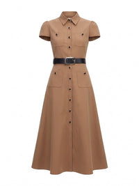 Self-Portrait Women Twill Belted Midi Dress