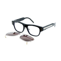 Dior Eyeglasses Square Full Rim, Shiny Black Frame and Clear with Magnetic Clip-On Brown Lens CDDIAMONDOS10F10BB
