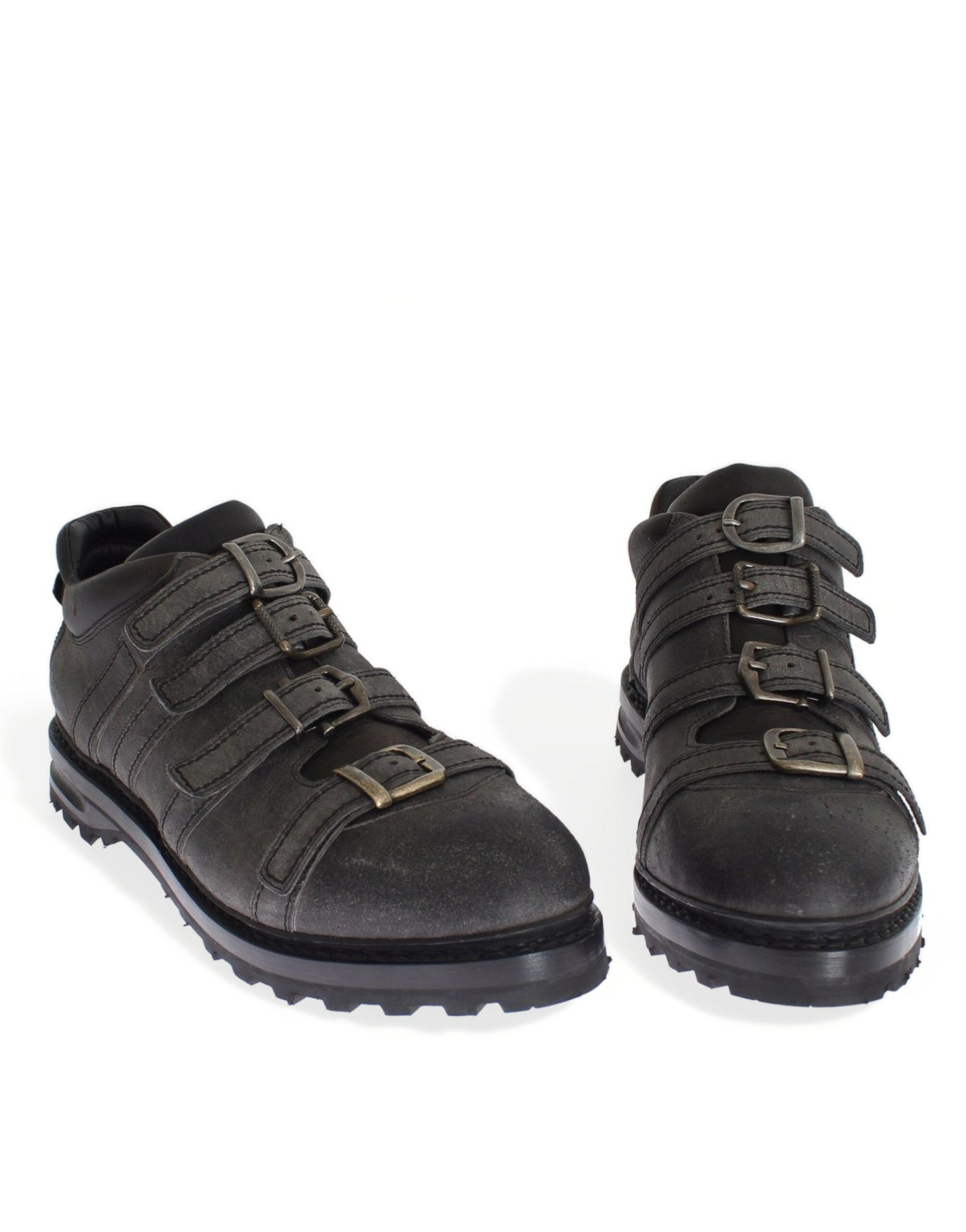Dolce & Gabbana Elegant Gray Leather Ankle Men's Boots